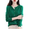 Youllyuu Maglione Cardigan Girocollo in Lana 100% Cappotto Maglione in Cashmere Maglione Sottile Lavorato a Maglia Tinta Unita GN XXL