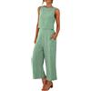 Generico Completo Estivo Donna Lino Senza Maniche Bluse Traspirante Completi Elegante Set Due Pezzi donna estivo Canotta Boho Completino Casuale Mare Fresco completo Pantaloni e Camicia Per le Vacanze