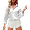 Kobilee Camicia Donna Bianca No Stiro Curvy Manica Lunga Abbigliamento Camicia Bianca Classica Comode Leggero Camicia Seta Slim Fit Elegante Blusa Cotone da Lavoro Camicetta