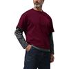 Muscle Alive Uomo Falso Completo 2 Pezzi Girocollo Camicie a Strati Tinta Unita Casual Maglione con vestibilità Ampia Rosso Vino L