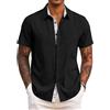 COOFANDY Camicia Uomo Maniche Corte Estiva Casual Leggera da Spiaggia con Taschino Nero 3XL