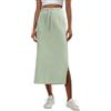 GRECERELLE Maxi gonna spessa da donna autunno inverno antirughe casual a vita alta regolabile con coulisse gonna con 2 tasche profonde e spacco laterale