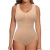 SHAPERIN Body Modellante Donna Pancia Piatta Body Contenitivo Push Up con Reggiseno Incorporato Slimming Body a Canotta, Biege-1, XXL