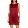 Xiaoliny Vestito Donna Elegante Mini Abito in Raso Senza Maniche Scollo Rotondo Abiti Shift Ampio con Orlo in Pizzo Estivo Casual Vestito Corto Sexy Abito da Sera Festa Discoteca Cocktail Cerimonia