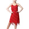 Freebily Abiti da Ballo Donna Senza Maniche Tango Latin Jazz Paillettes Nappa Abito Vestito Vestiti da Latino Americano Frange Lustrino Vestiti da Rumba Salsa Samba Rosso S