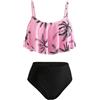 Keyck Ragazze Bikini Set Due Pezzi Costume da Bagno per Bambina Ruffle Bustier Bikini Slip Asciugatura Rapida Costumi da Bagno Mare Spiaggia Piscina Surf per Bambini 11-12 Anni, Rosa