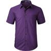 HISDERN Camicia da Uomo Maniche Corte Estiva Camicie Casual Colore Solido Spiaggia Vacanza Camicia con Tasca Regular Fit