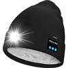 ATNKE Unisex LED Bluetooth Cappello con Luce,USB Ricaricabile 4 LED Musicale Altoparlante Cappello da Corsa Calda Pile Foderato Berretto Lavorato Maglia Regali per Uomo e Donna