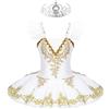 Freebily Body da Balletto Bambina Vestito Danza Classica + Corona Tutu di Principessa Abito da Ballo Latino Ballerina Body da Pattinaggio Artistico Lago dei Cigni Dancewear Tipo A 7-8 anni