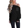 LACOZY Top da donna con spalle scoperte, maniche lunghe, casual, maniche a pipistrello, tunica, lavorato a maglia, maglione oversize