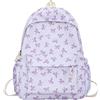Tuxxjzm Zaino da donna con fiocco | zaino in nylon | zaino estetico per la scuola | zaino da scuola floreale per ragazze | zaino semplice alla moda | zaino casual | borsa a tracolla, Viola,