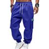 OLIPHEE Pantaloni Cargo Uomo con Tasche e Coulisse Elastico in Vita Casual Pantaloni Pile Uomo Invernali Sportiva Jogging Fitness Tuta Ginnastica Outdoor Sweatpants Men Autunno Blu L