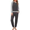 Leversic Pigiama Donna Invernale Cotone Pigiami a Maniche Lunghe, Top e Pantaloni con Tasches Morbido e Confortevole Morbido e Caldo Grigio Scuro L