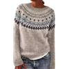 Generic Maglione da donna girocollo lavorato a maglia Fair Isle a maniche lunghe a blocchi di colore a righe maglieria da donna retrò maglioni natalizi morbidi pullover top tunica alla moda autunno inverno