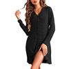 Ekouaer Camicie da Notte da Donna Manica Lunga Scollo a V Camicia da Notte Invernale Pigiama Comodo Ampio Tinta Unita Abbigliamentoda Casa