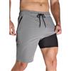 Arcweg Costume da Bagno Uomo, Pantaloncini Lunghi 2 in 1 con Doppia Fodera Traspirante e Asciugatura Rapida, con Tasche e Coulisse Regolabile, per Mare, Surf e Nuoto Grigio Chiaro XL(EU)