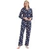 GLOBAL Pigiama Donna Flanella Maniche Lunghe | Due Pezzi | Camicia da Notte | Pjs Confortevole | Sleepwear Caldo Morbido Blu, Rosa XL