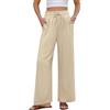 heekpek Pantaloni Donna Estivi in Cotone e Lino Leggeri Larghi Pantalone Elastico in Vita Alta Casual Eleganti Tinta Unita Comodi con Tasche(Khaki,M)