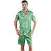 RuanMM Set Pigiama da Uomo in Satin, a Maniche Corte, Pigiama in Seta, Biancheria da Notte di Alta Qualità con Bottoni, Set Pigiama da Uomo Multicolore in Seta, M