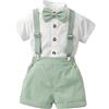 Generico Bimbo Completini e Coordinati Gentiluomo, Fiocco Camicia e Bretelle Pantalocini 4 Pezzi Ragazzi per Matrimoni Compleanni, 1-6 anni/Regalo Neonato Maschio