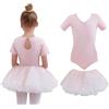 Tancefair Ragazza Vestiti da Balletto Body Danza Tutu Body Balletto Leotard Morbido Cotone Manica Corta Ginnastica Leotards con Rimovibile Gonna Tutu per Ballo