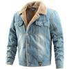 Jamron Uomo Inverno Giacca Jeans Foderata in Pile Imbottite con Collo Giacca Denim in Felpa Calda con Tasche Azzurro M