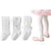 CHUNG Baby Girls Bambino Sottile Mesh Collant Neonato Fiocco Calze Leggings 0-5Years per Estate, 3 paia, bianco, 1-2 jaar