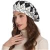 ZLYC Donna Inverno Cashmere Basco Scozzese Stile Francese Berretto Doppio Strato