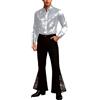 Generico Costume Disco Uomo Abbigliamento Uomo Anni 70 Vestito Outfit da Discoteca per Carnevale Disco Party Camicia Vintage E Pantaloni A Zampa con Pailettes Abbigliamento da Ballo Latino