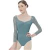 s.lemon Body Danza Donna,Adulti Manica 3/4 Body Danza Classica con Pizzo Verde 170