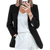 OOGUDE Giacche da donna manica lunga aperta davanti giacche casual velluto a coste colletto con risvolto button down cappotto da ufficio da lavoro, Nero , XXL