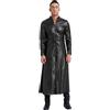 CHICTRY Trench Lungo da Uomo Giacche in Pelle con Cerniera Slim Fit Moto Cappotto Caldo Blazer Steampunk Gotico Giacca a Vento a Maniche Lunghe Clubwear Nero L