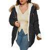 Geschallino Donna Taglie Forti 3 in 1 Parka Cappotto Zip Staccabile Caldo Pile Foderato Giacca con Rimuovi Interno 7619 Nero 4XL