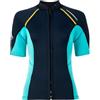 Winying Maglietta da nuoto da donna, UV, a maniche corte, tuta in neoprene, top da 1,5 mm, con cerniera frontale, per nuoto e sport acquatici, blu navy, S
