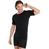 FINN Maglia Intima Anti-Sudore Uomo con Collo Rotondo e Assorbenti Ascellari Contro Sudorazione Eccessiva - Protezione Garantita Contro Le Macchie di Sudore e i Cattivi odori Nero XL