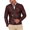D'Arienzo Giacca in Pelle Colore Vinaccio da Uomo Giubbotto Giubbino Moto Vera Pelle Made in Italy Hamilton
