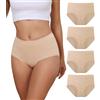 Dumwis Mutande Donna Cotone Vita Alta Slip Donna Cotone Pacco da 4 Traspirante Culotte Donna Comode Mutandine Elasticizzato Morbide Intimo (S-3XL)