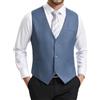 HISDERN Panciotto Uomo Elegante Blu Foschia Gilet da Abito Uomo Regular Fit Cotone Poliestere Panciotti da Sposo Classico Gilet Vestito con 3 Bottoni Tasche per Matrimonio Cerimonia Ufficio XL