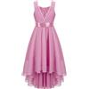 Alvivi Vestito Elegante da Ragazza Senza Maniche Festa Cerimonia Matrimonio Damigella Hi-Lo Abiti da Sposa Comunione Cocktail Prom Abiti Estivi per Bambine 4-16 Anni Rosa A 9-10 Anni
