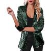 Generic Giacca bomber da donna con paillettes glitterate a maniche lunghe, giacca da aviatore, giacca da motociclista - Giacca da donna con paillettes glitterate stile hiphop a maniche lunghe, giacca bomber