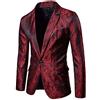 FSFA Giacca da uomo con motivo scuro, stile tribunale, retrò, un bottone con un abito sottile, elegante giacca da lavoro con tasche, blazer da uomo, taglia unica, Rosso, XL