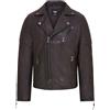 Infinity Leather Giacca da Motociclista in Pelle 100% Stile Brando con Doppia Cerniera Incrociata da Uomo