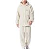 RUMAOZIA Pigiama da uomo lungo in spugna, in flanella, morbido pile, per l'inverno, caldo, set da due pezzi, a maniche lunghe, con tasche, da uomo, per la notte e il pigiama natalizio, bianco, XL