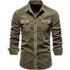 Kobilee Camicia Jeans Uomo con Bottoni Coreana Cotone Camicie Casual Manica Lunga Elegante Slim fit Maglietta Camicetta Cerimonia Vintage Taglie Forti Gemelli Camicia T Shirt Invernale