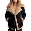 Generico Giacca in pelle sintetica da donna, parka con fodera spessa, cappotto invernale in montone, giacca pelle, cappotti invernali alla moda
