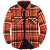 ZENTHACE Camicia giacca da uomo in flanella foderata in caldo pile Sherpa (tutto foderato in pile Sherpa), Plaid arancione., XX-Large