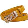 OBASDFD Cintura A Cricchetto For Donna, Cinture Da In Pelle Alla Moda Con Fibbia Automatica In Lega Motivo A Cigno Animale(Yellow,120CM/47.3'')