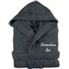 Cieffepi Home Collections Solo Mio Basic Accappatoio Personalizzato con Cappuccio in Morbida Spugna idrofila di Puro Cotone (XXL, Antracite)