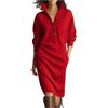 MJGkhiy Vestito Donna Maglia Lana Invernale Midi Abito Maglione con Tasche Elegante Button Scollo a V Lavorato Vestiti Pullover Elasticizzato Curvy Manica Lunga Abiti Maglioni