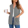 Wiwclo Cardigan da donna a maniche lunghe, lavorato a maglia, corto, aperto sul davanti, bolero coprispalle per abiti, A03-Scuro_Grigio-Senza Maniche, M
